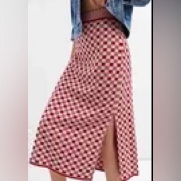 Cecilia Prado for Anthropologie Red Check Knit Midi Skirt NWT Size Small - Picture 2 of 8